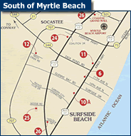 Click Here to Enlarge Map of South of Myrtle Beach